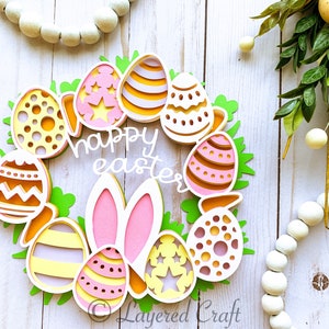 3D Happy Easter Wreath Mandala Layered Digital Cut File image 5