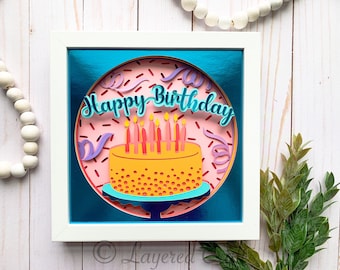 3D Layered Happy Birthday Shadow Box Paper Craft – Digital Cutting File