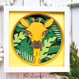 Giraffe 3D Shadowbox Jungle Animals Giraffe Baby Nursery Decoration Jungle 3D SVG Shadow Box Cut File for Cricut Silhouette SVG DXF png eps