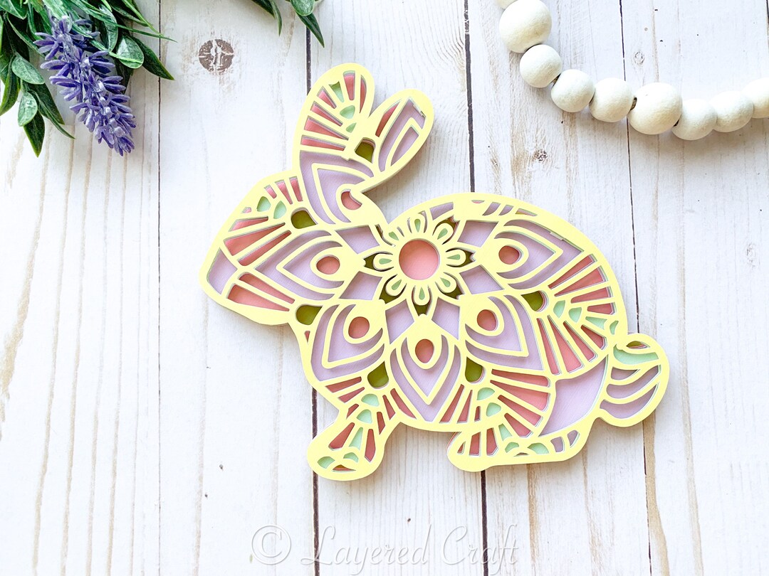 Bunny Rabbit SVG 3D Mandala Easter Bunny Decorations Easter Shadowbox ...
