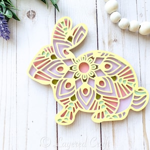 Bunny Rabbit SVG 3D Mandala Osterhase Dekorationen Ostern Shadowbox Handwerk Cricut Anfänger geschichtet Papier Handwerk- Digital Cut File