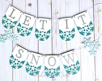 3d SVG Let It Snow Winter Decorations Bunting Banner File, 3D Stacked Layered Digital Cut File