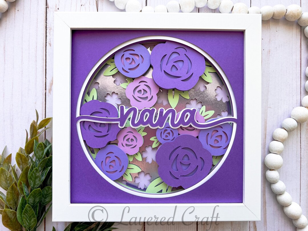 3D SVG Nana Mother's Day Rose Flower Shadow Box Layered 3D SVG Mandala ...