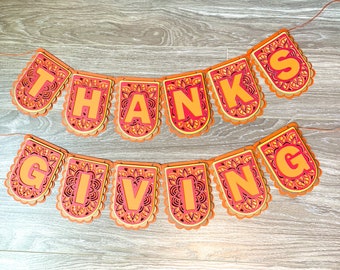 Thanksgiving Decorations Banner Give Thanks Decor Fall Layered Craft Thankful Bunting Thanksgiving SVG Digital Cut File- SVG, PNG, eps, dxf