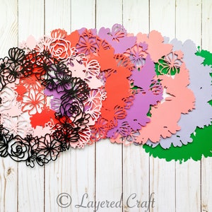 3D SVG Hello Spring Floral Wreath Mandala Layered Digital Cut File image 6