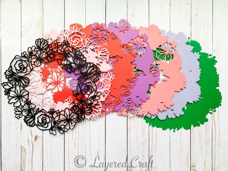 3D SVG Hello Spring Floral Wreath Mandala Layered Digital Cut File image 6