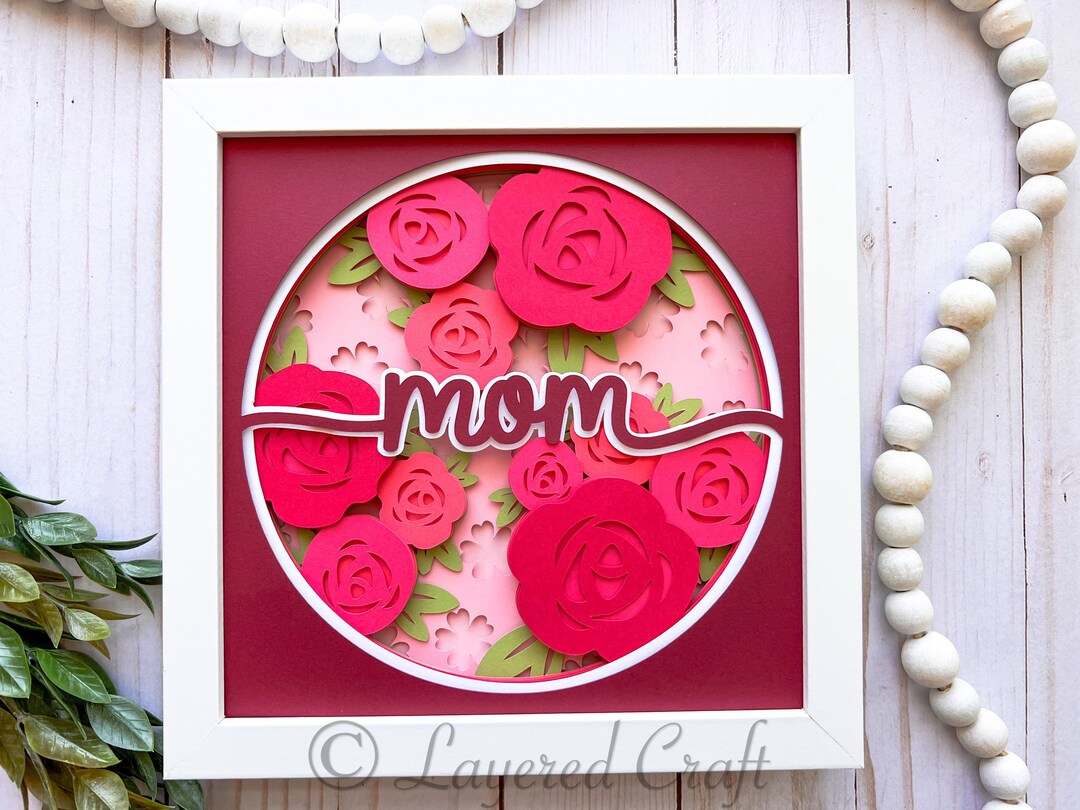3D SVG Mom Mother's Day Rose Flower Shadow Box Layered 3D SVG Mandala ...