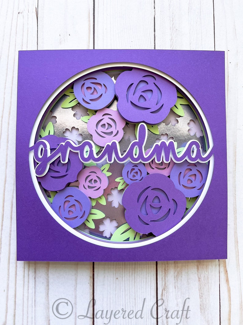 3D SVG Grandma Mother's Day Rose Flower Shadow Box Layered - Etsy
