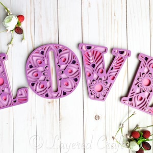 Feliz Día de San Valentín Decoraciones AMOR Carta de San Valentín Shadowbox 3D SVG Mandala en capas Paquete de artesanía 3D Archivo de corte digital