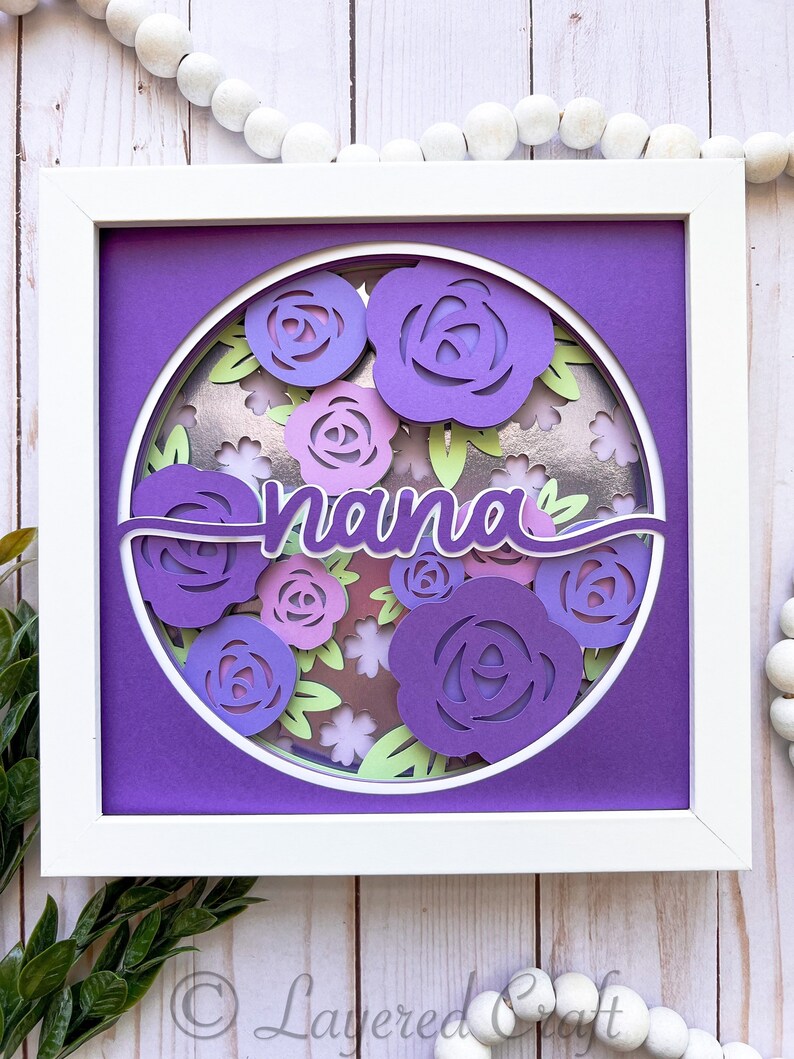 3D SVG Nana Mother's Day Rose Flower Shadow Box Layered 3D - Etsy