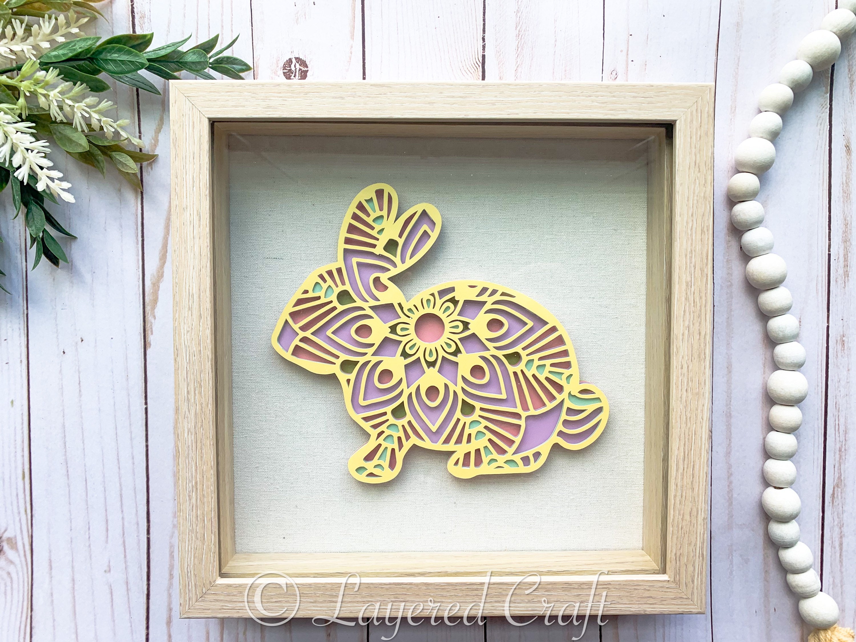 Bunny Rabbit SVG 3D Mandala Easter Bunny Decorations Easter Shadowbox ...