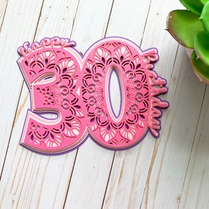 3D 30th Birthday Mandala- Layered Birthday Decoration