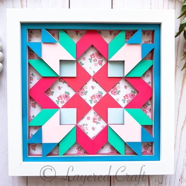 3D Quilt Block Layered Shadow Box - Digital Cut File