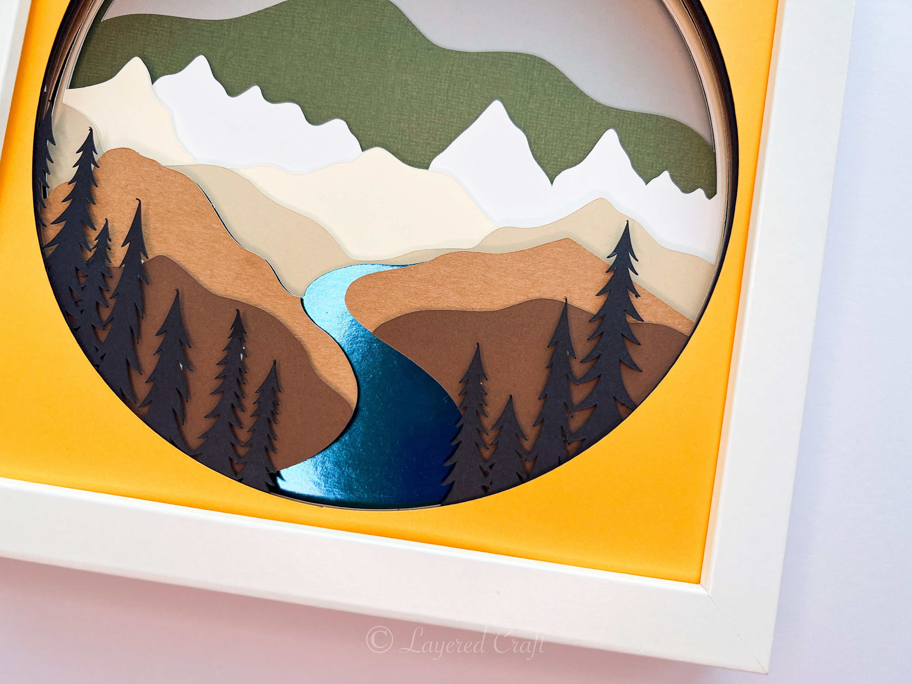 Mountain Nature Shadowbox SVG 3D Layered Shadow Box Mountain Valley ...