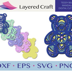 Teddy Bear Baby Shower Decorations Baby Shower Party Sprinkle Craft Baby Nursery Teddy Bear Mandala 3D SVG Digital Cut File- svg dxf eps png image 2