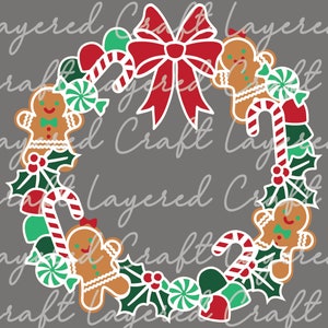 3D Christmas Gingerbread House Cookie Wreath Mandala Layered Digital Cut File image 10