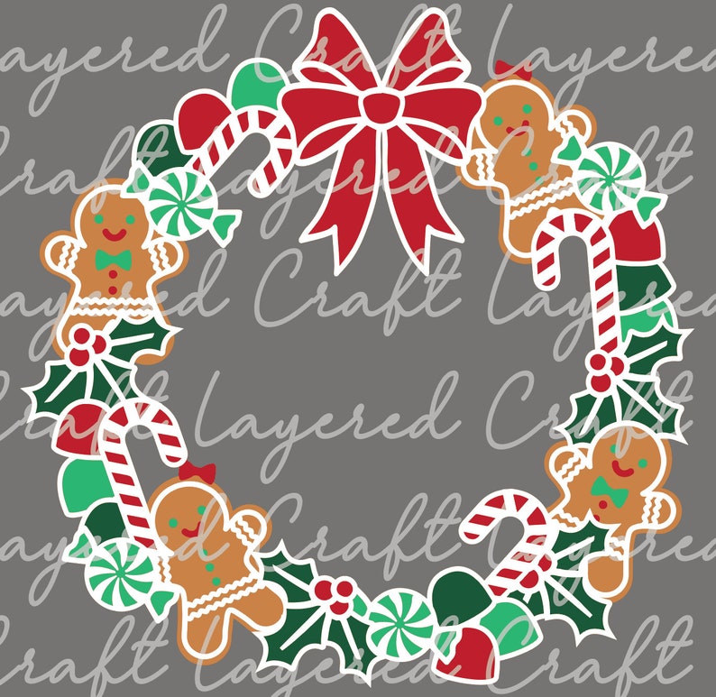 3D Christmas Gingerbread House Cookie Wreath Mandala Layered Digital Cut File image 10