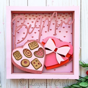 3D SVG Layered Valentine's Day Chocolate Candy Be Mine Shadow Box- Mandala Layered Digital Cut File