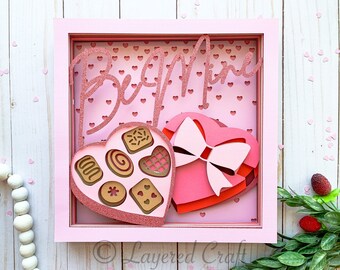 3D SVG Layered Valentine's Day Chocolate Candy Be Mine Shadow Box- Mandala Layered Digital Cut File