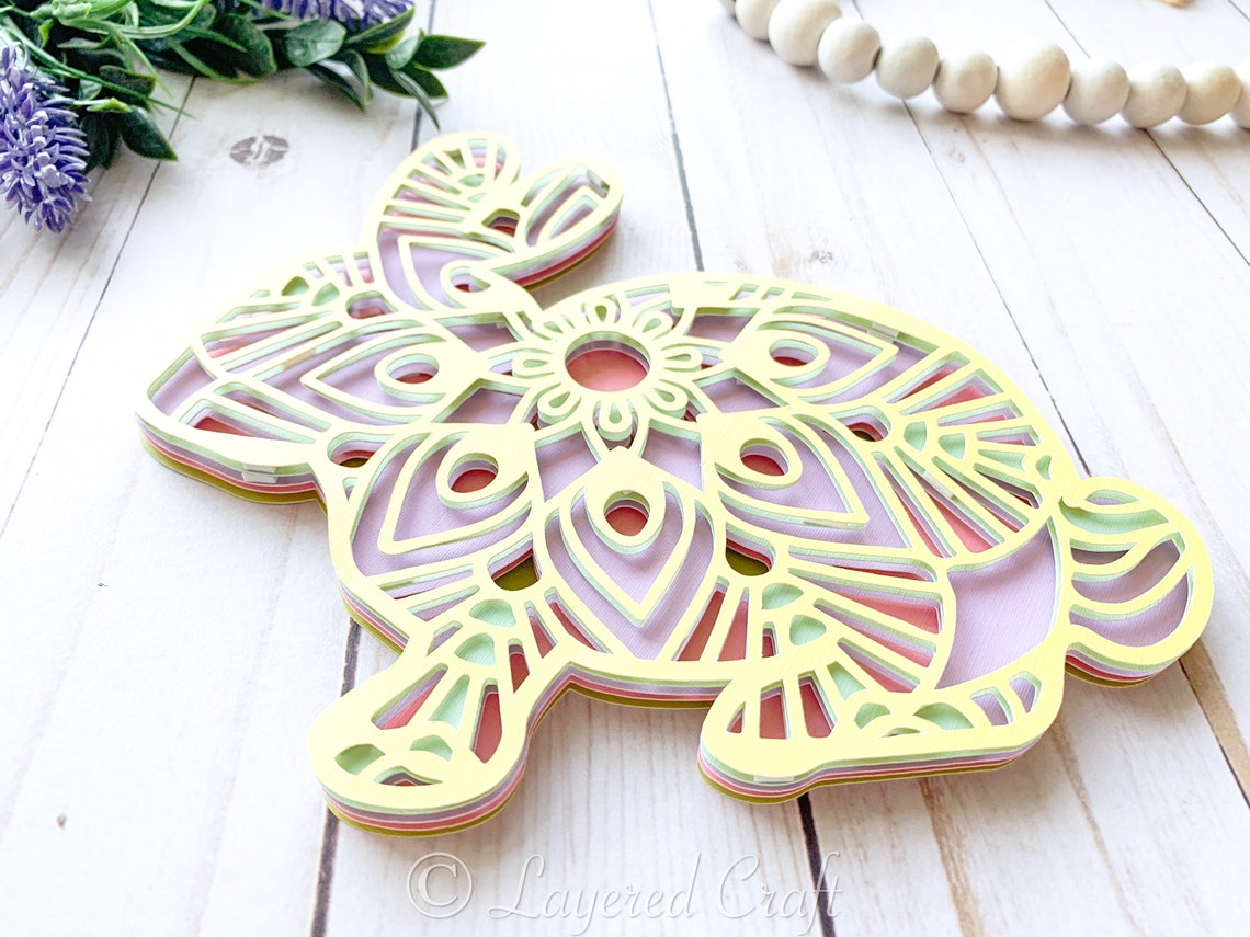 Bunny Rabbit SVG 3D Mandala Easter Bunny Decorations Easter Shadowbox ...
