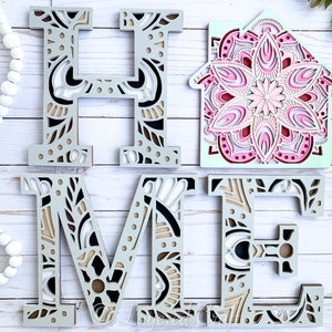 File di taglio digitale del pacchetto Mandala casa a strati 3D SVG HOME