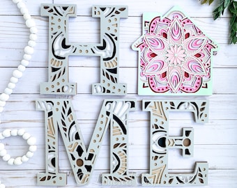 3D SVG HOME Layered House Mandala Bundle Digital Cut File