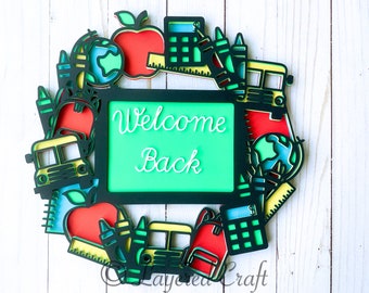 3D School Supply Back to School Teacher Door Wreath- Mandala Layered Digital Cut File