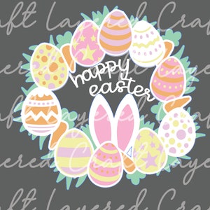 3D Happy Easter Wreath Mandala Layered Digital Cut File image 6