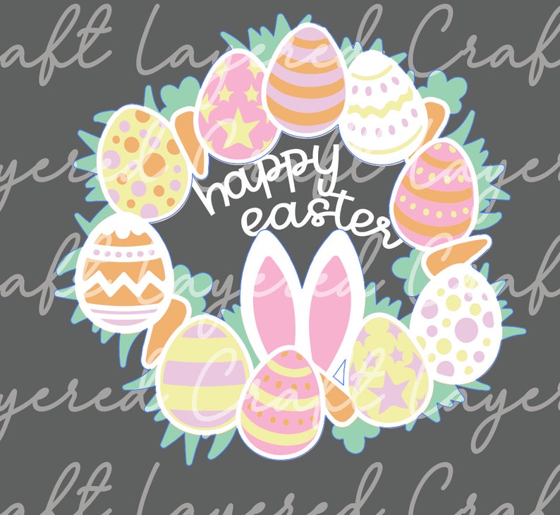 3D Happy Easter Wreath Mandala Layered Digital Cut File image 6