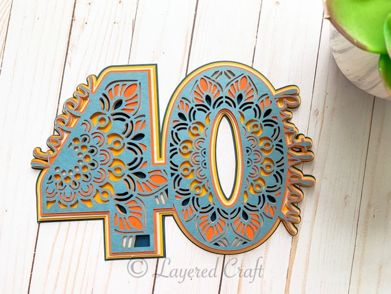 3d 40th Birthday Mandala Layered Birthday Decoration Etsy