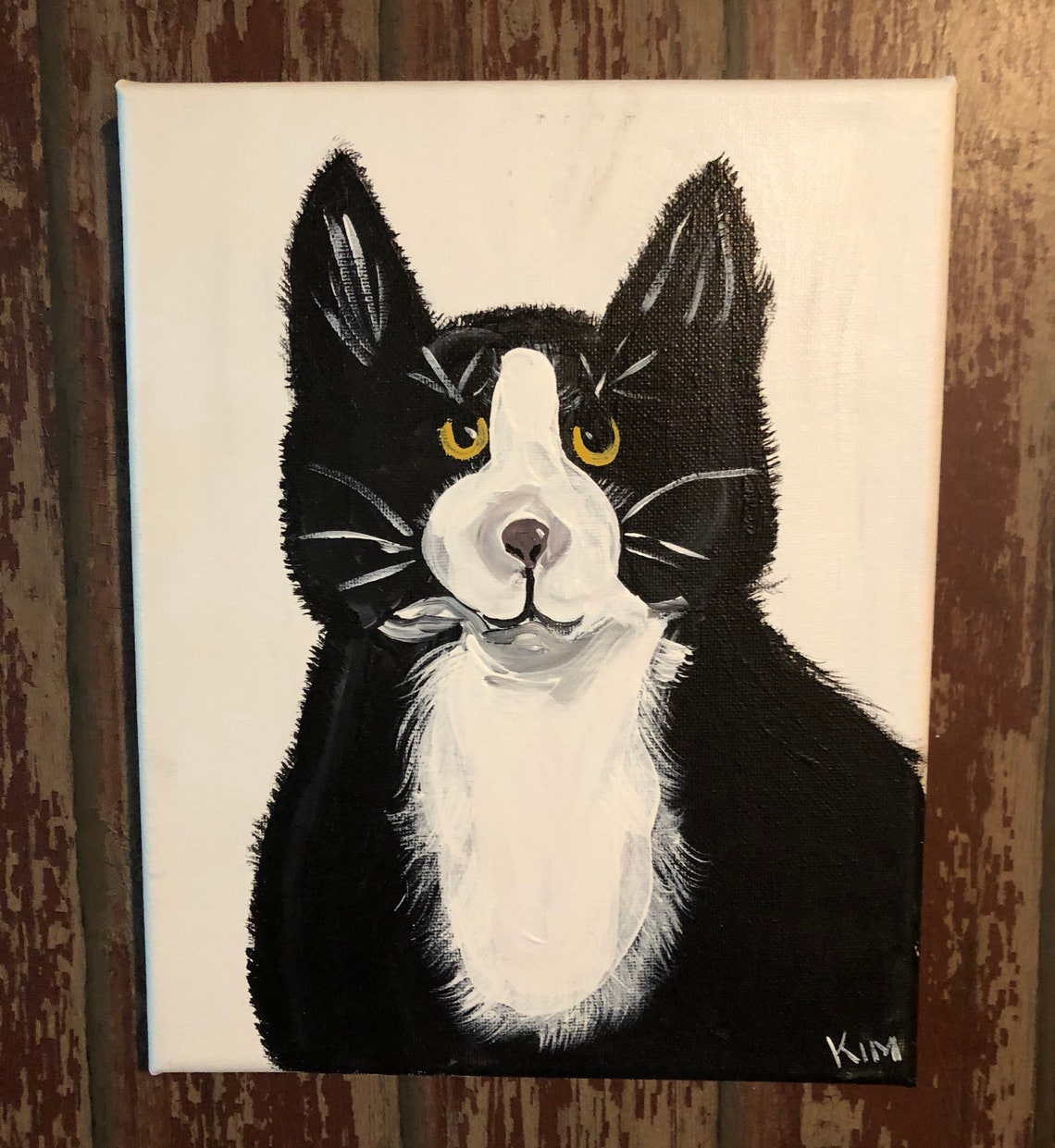Tuxedo Cat Painting on Canvas. Original. Nebraska Artist Etsy