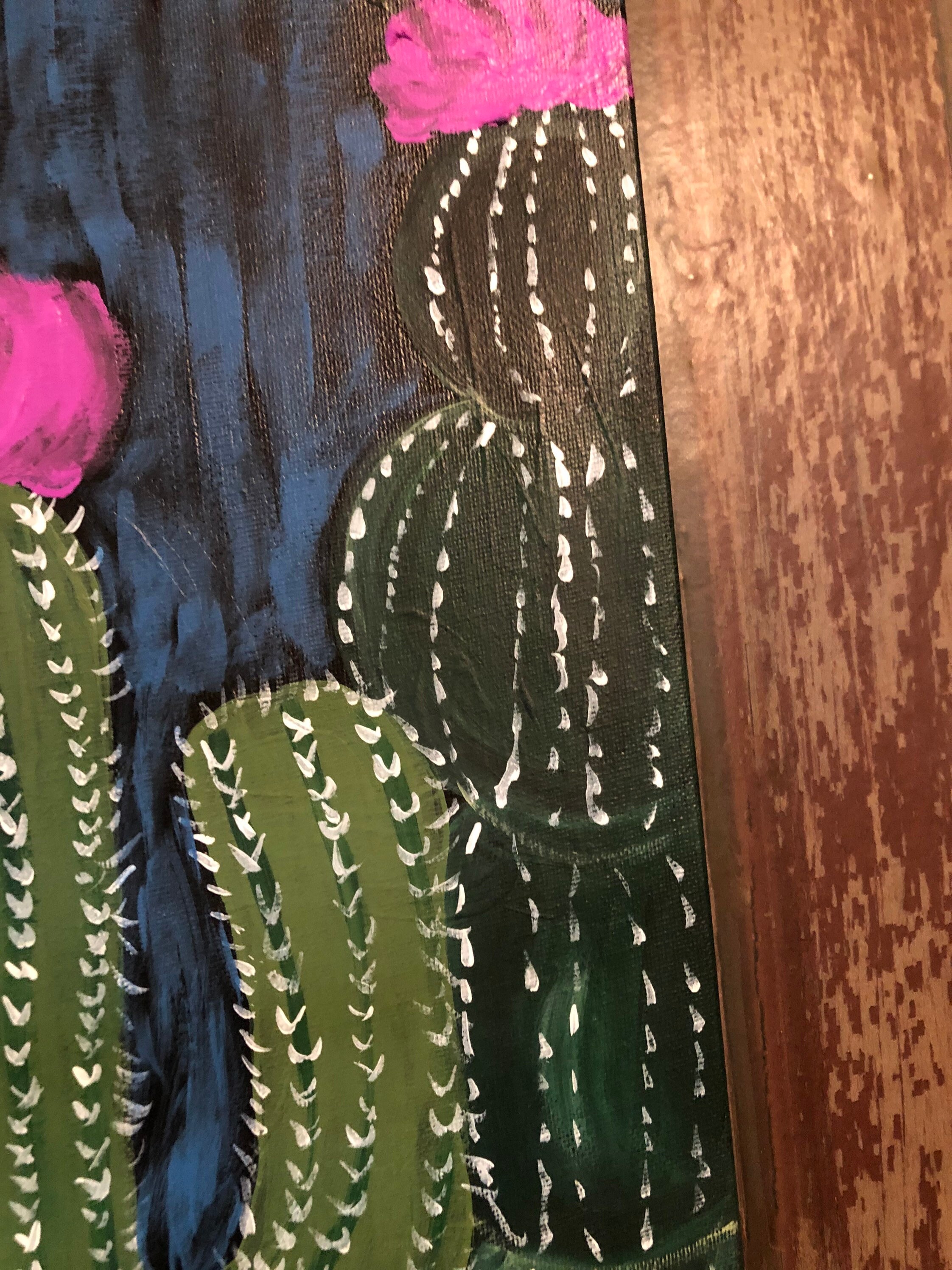 Cactus painting acrylic on canvas. Unframed Etsy