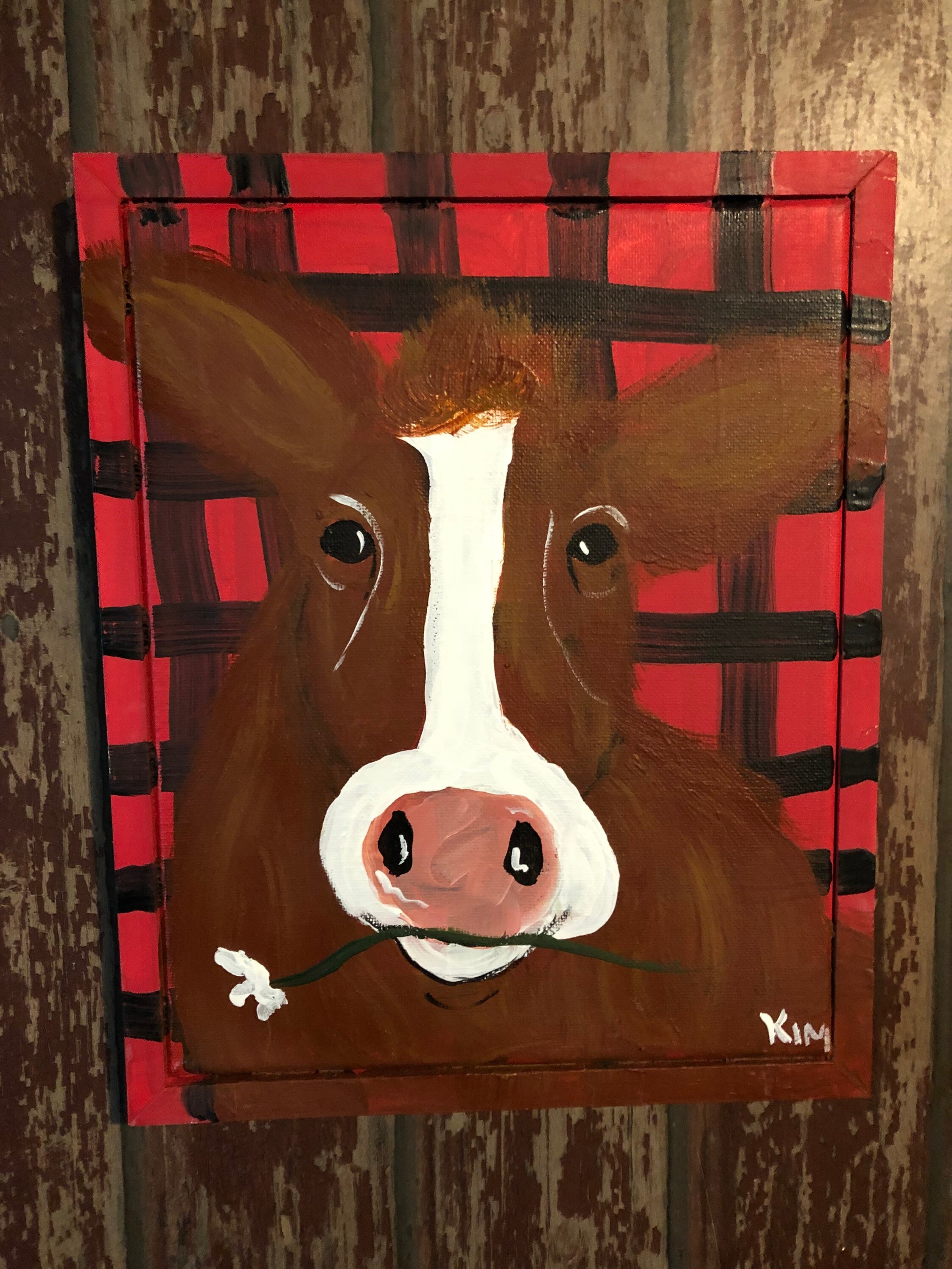 Hereford cow painting on canvas. Original. Nebraska Artist. Etsy