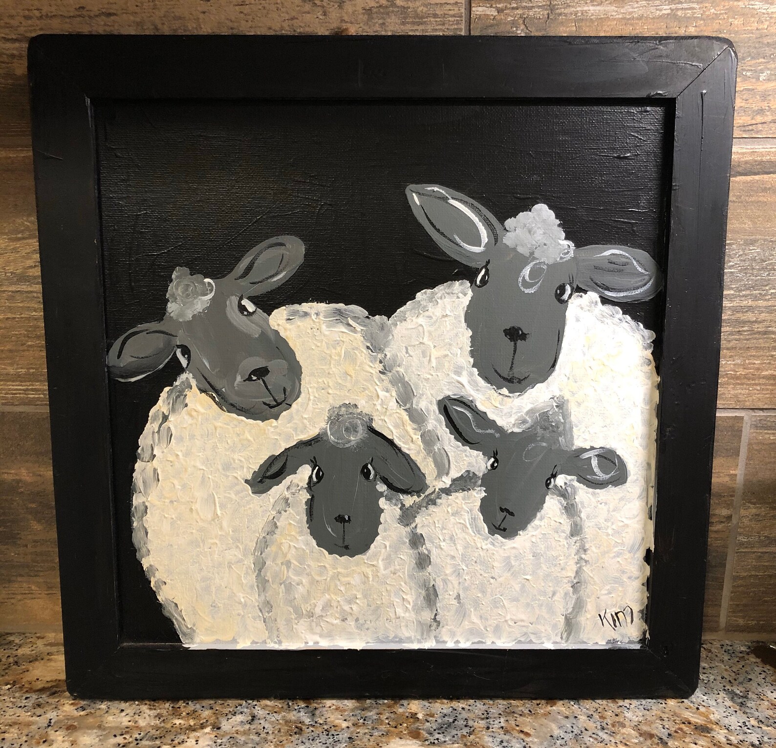 Sheep Painting on Canvas Panel Framed. Whimsical. Etsy