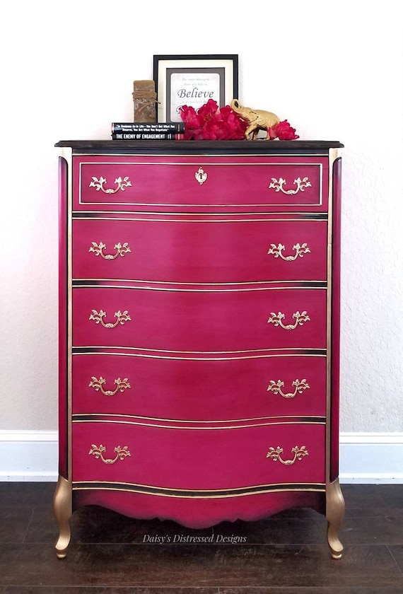 Sold Example Of Sexy Hot Pink Mess Chest Of Drawers Tall Etsy