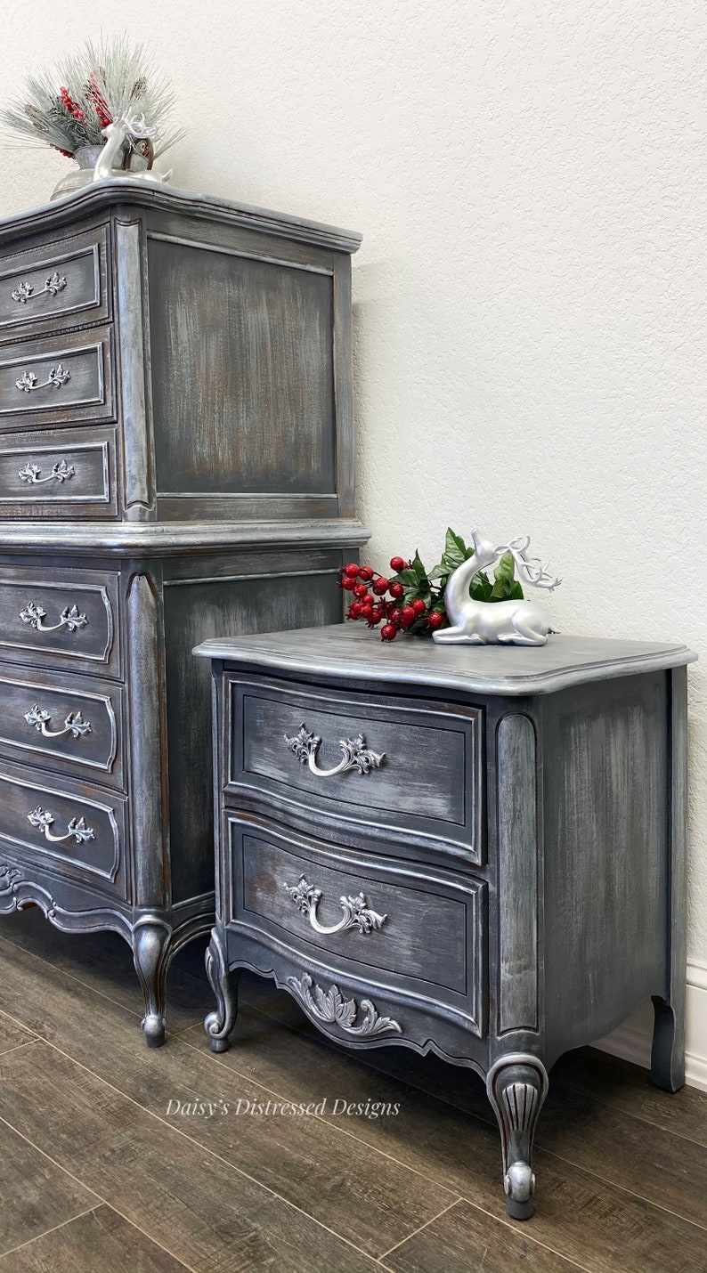 Dresser and Nightstand Set in multilayered Grey Etsy
