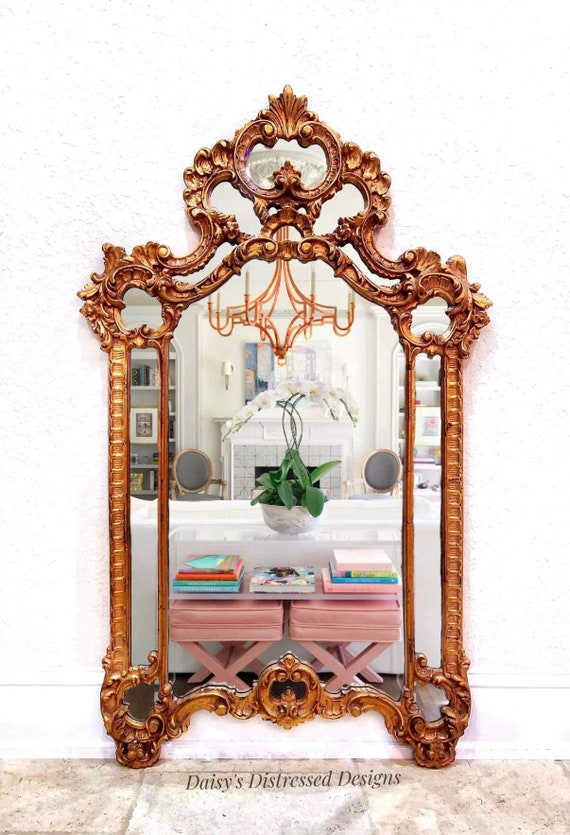 Large Gold Mirror Rococo Style Hollywood Glam French Country