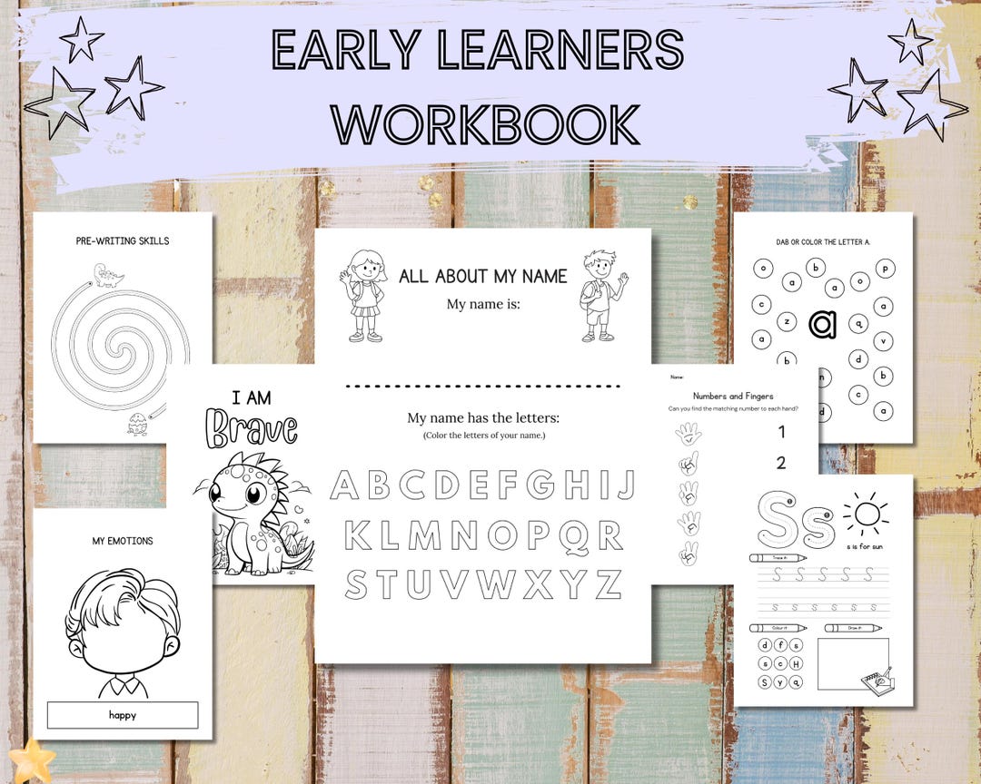 Preschool & Kindergarten Skills Workbook 100 Pages, Early Learners - Etsy