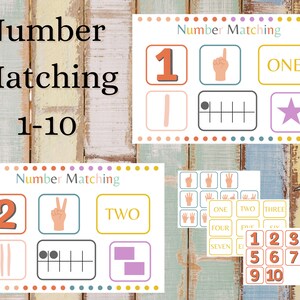 Number Matching and Counting 1-10 printable for busy book, number association, homeschool, preschool, Montessori learning binder page