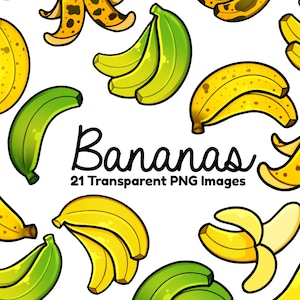 Bananen Grafik, Bananen Clipart, Obst Clipart, Bananen Icons - Instant Download, Sticker Design, Sublimation Dateien, Personal, kommerzielle Nutzung