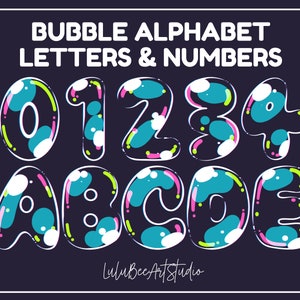 Bubble Letters Alphabet Clipart Set, Bubble Letters and Numbers, Bubble Alphabet - Instant Download, Sublimation, Personal, Commercial