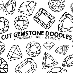 Cut Gemstone Doodle Graphics, Line Art for Coloring Book, SVG Vector Files - Instant Download, Sublimation, Personal, Commercial