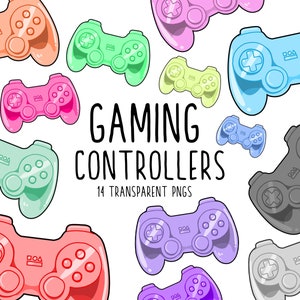 Game Controllers Clipart Set, Console Game Graphics, Gamer Clipart, Sublimation Design - 14 Transparent PNG Elements