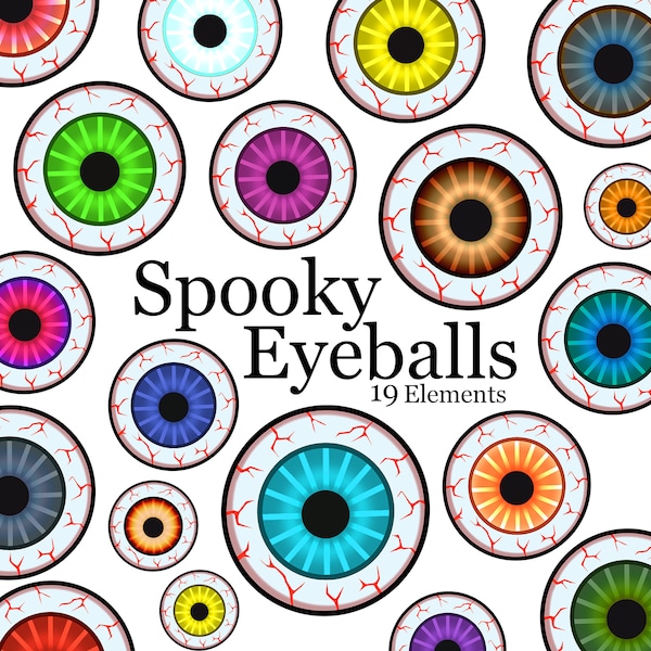 Spooky Eyeball Clipart, Halloween Eyeball Graphics, Eyes Clipart - Instant Download, Sticker Design, Sublimation, Personal, Commercial