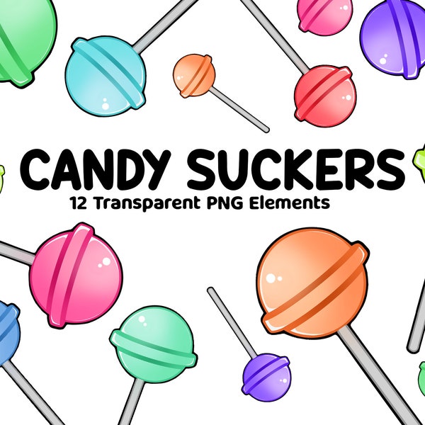 Candy Suckers Clipart, Candy Graphics, Lollipop Clipart, Lolly Clipart - Instant Download, Sticker Design, Sublimation, Personal, Commercial