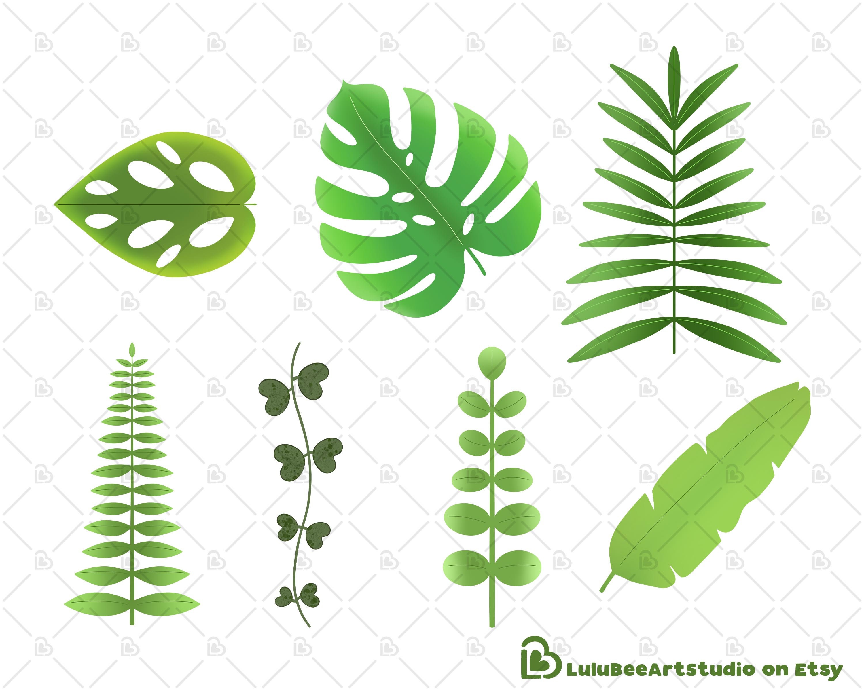 Houseplant Clipart Set: Tropical Plant Graphics (7 Transparent PNG ...
