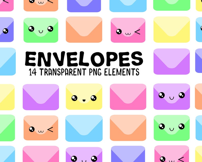 Cute Envelopes Clipart Set Kawaii Mail Graphics Pastel - Etsy