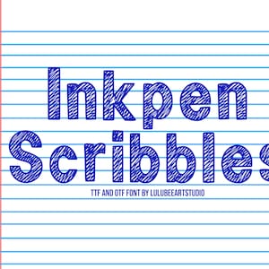 Fonte desenhada à mão em caneta Inkpen, letras rabiscadas, números, alfabeto rabiscado, OTF, TTF - download instantâneo, pessoal, comercial
