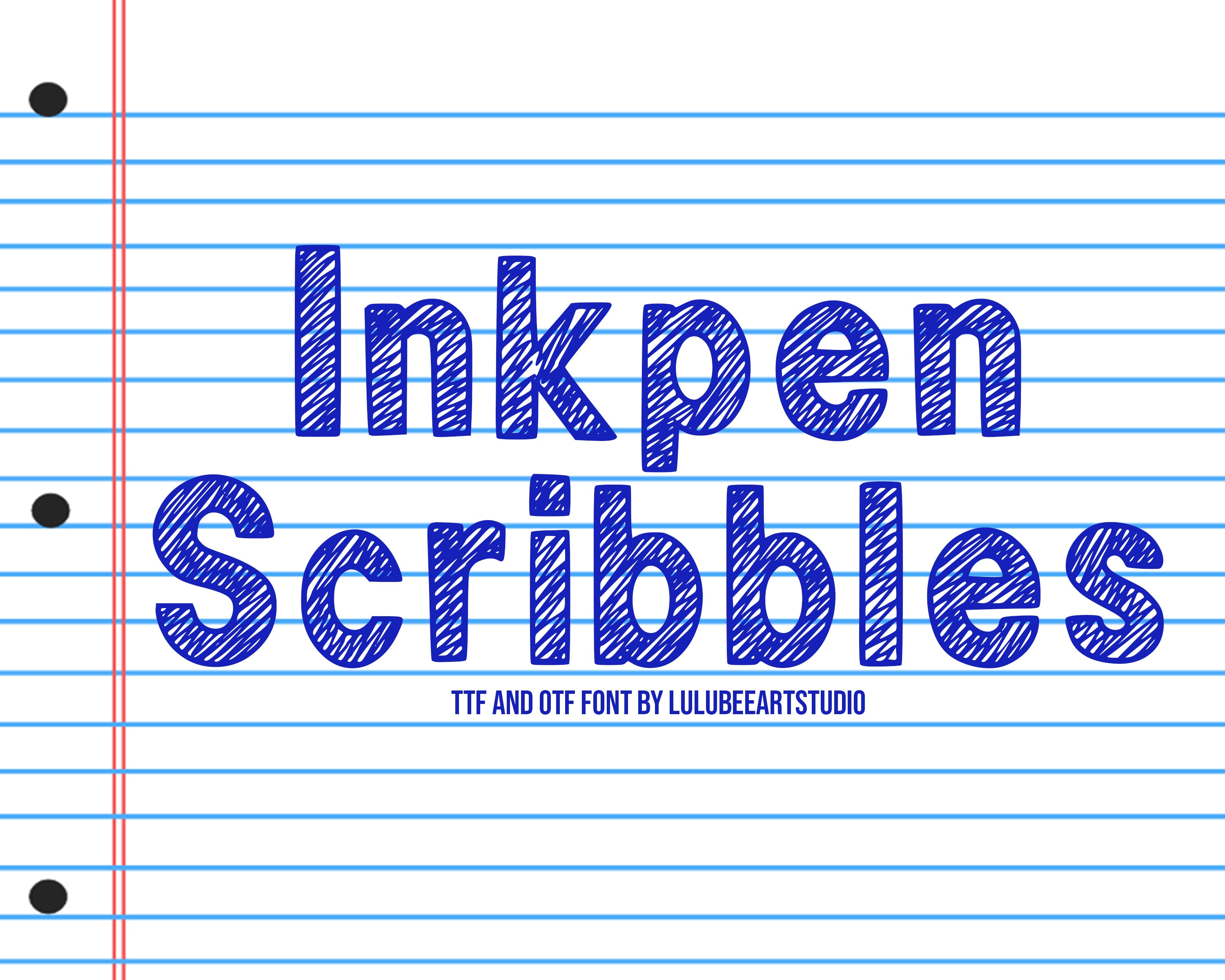 Inkpen Scribbles Hand Drawn Font, Scribble Letters, Numbers, Scribble Alphabet, OTF, TTF - Instant Download, Personal, Commercial