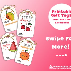 Afdrukbare dank u woordspeling cadeaukaartjes, waardering van werknemers, waardering van verpleegkundigen, waardering van medisch personeel - schattige fruitwoordspeling, Kawaii Fruit